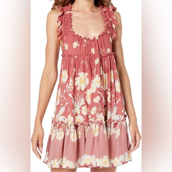 Free People Dresses & Skirts - Free People Bali Wild Daisy Slip Dress Floral Ruffle Small Boho Hippie